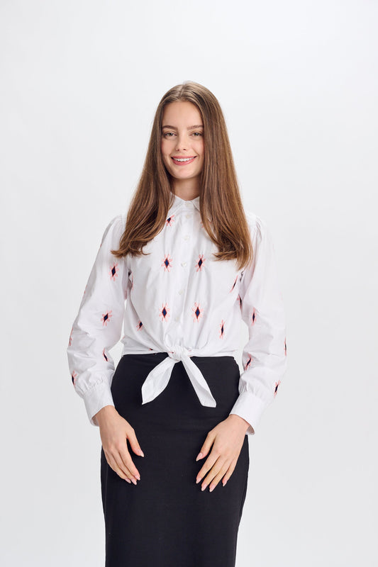 MW White Button Down Shirt w Embroidery 334505