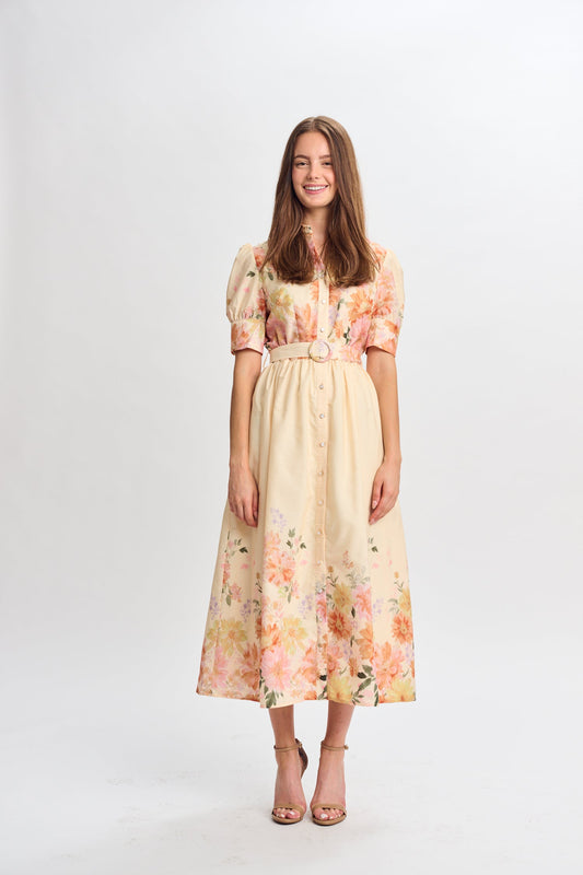 MW Apricot w Floral Dress 335037