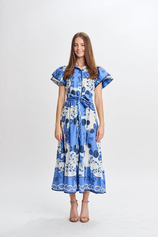 MW White Light Blue w Floral Dress 334854