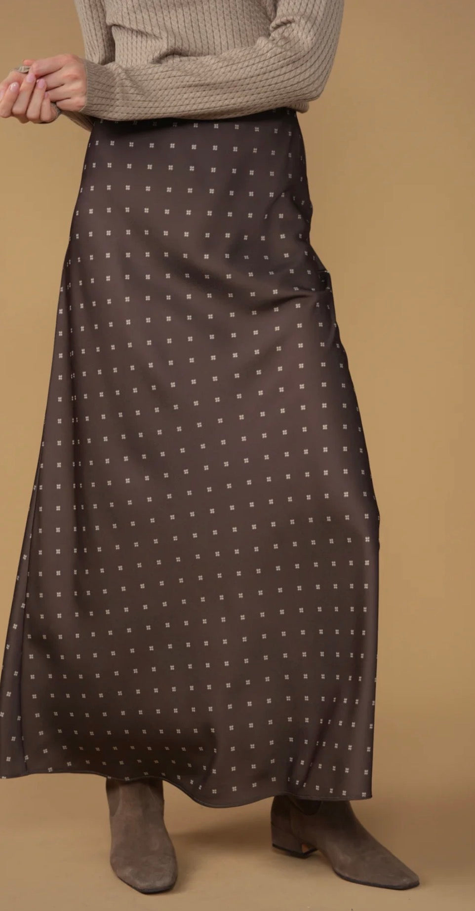 Point Satin A line Slip Skirt