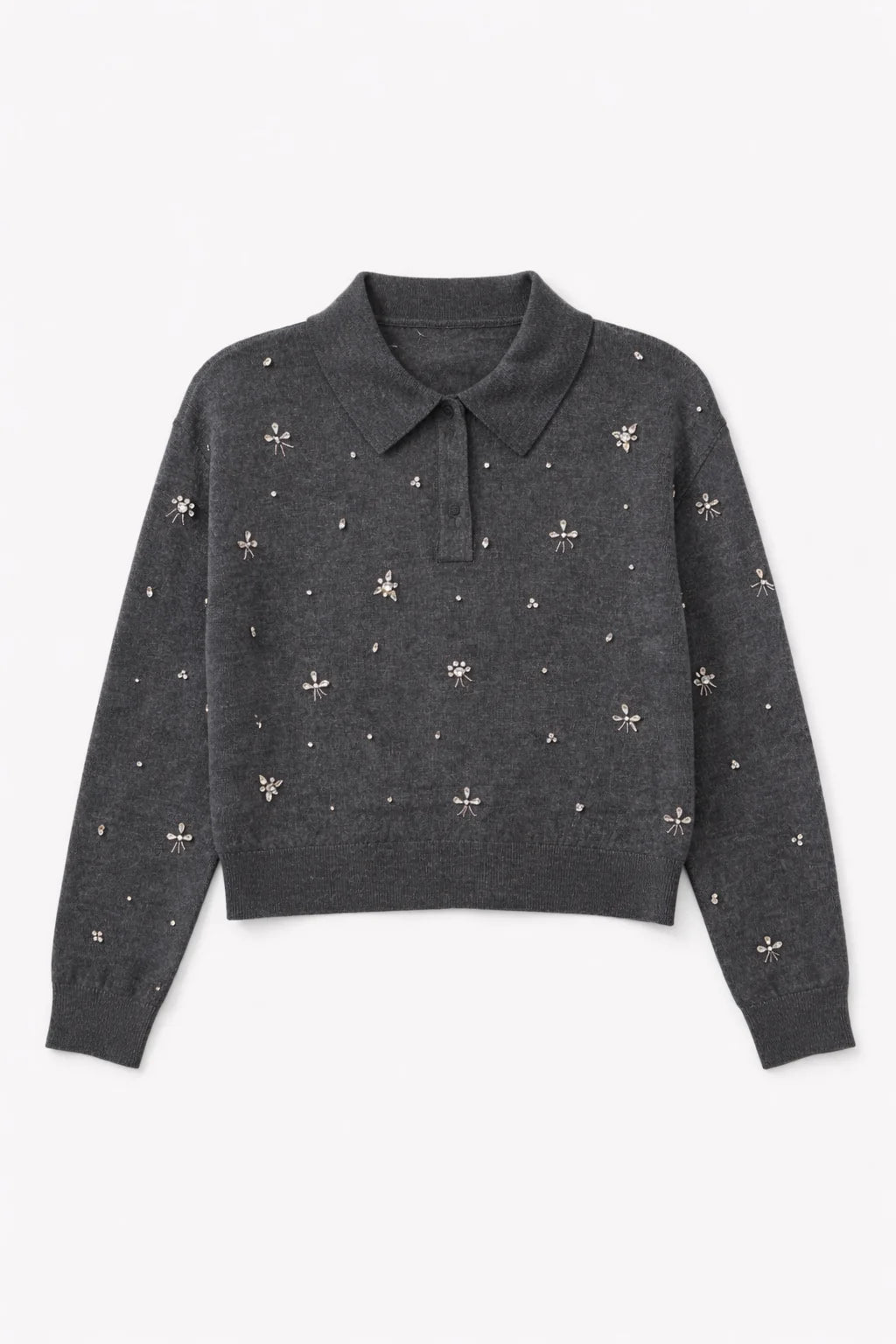 EMBELLISHED POLO SWEATER
