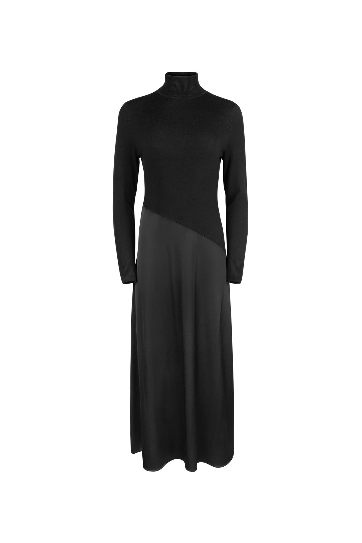 Point Mixed Turtleneck Dress