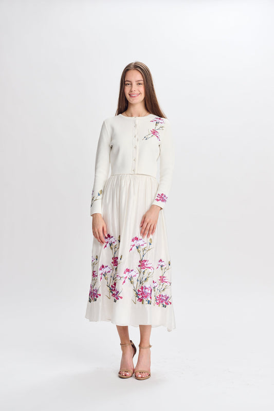MW White Knit w Pink Embroidery Top 994588