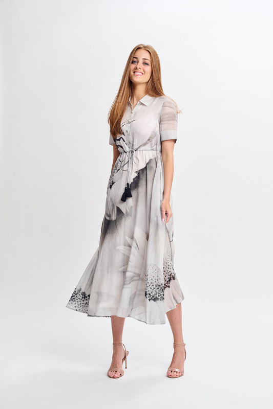 MW Light Grey w Black Floral Dress 994975