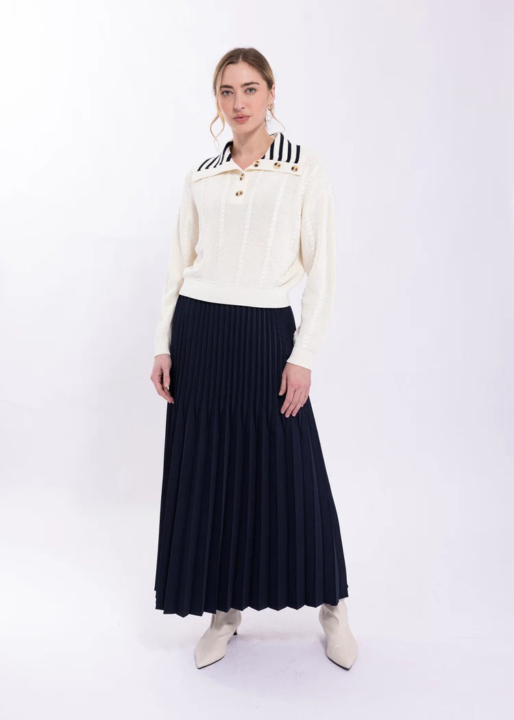 STRIPED SAILOR NECK SWEATER