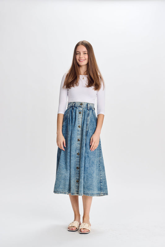 MW Button Down Denim Skirt 994644