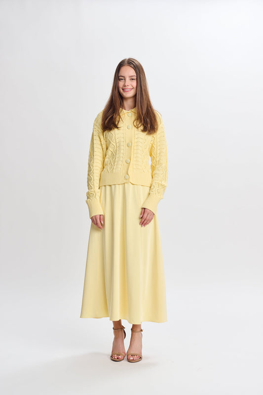 MW Yellow Satin A-line Skirt 334881
