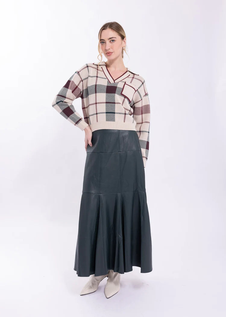 PLAID POLO SWEATER