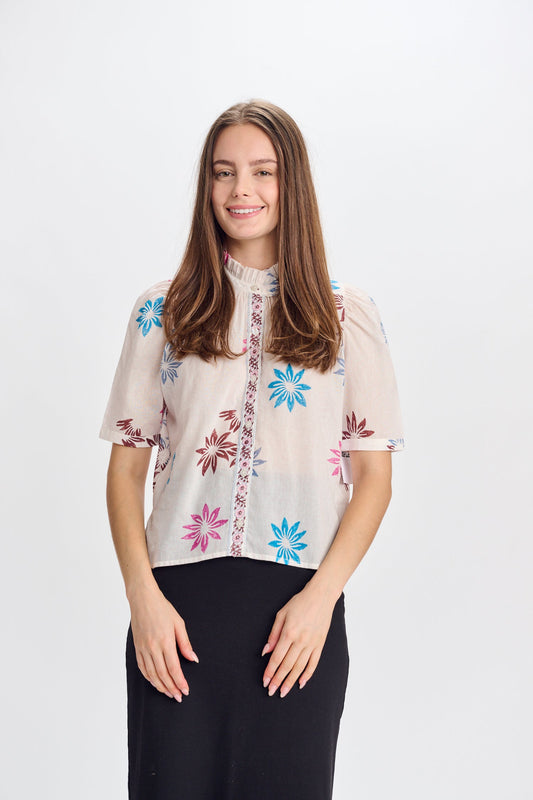 MW Sheer Printed Button Down Shirt 334985