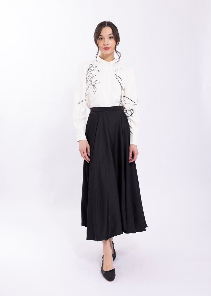 Printed Hidden Placket Blouse