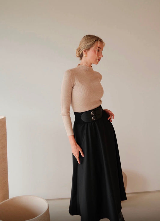 Corset Skirt Black Midi