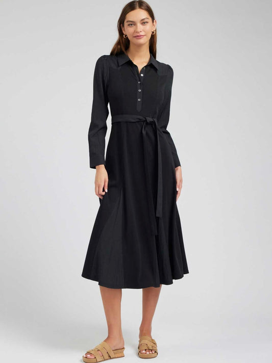 Current Air Mixed Fabric Collared Midi Dress
