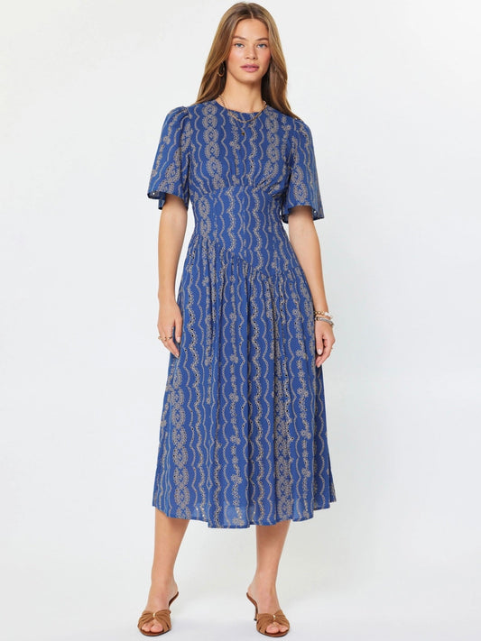 Current Air Embroidered Half Sleeve Maxi Dress
