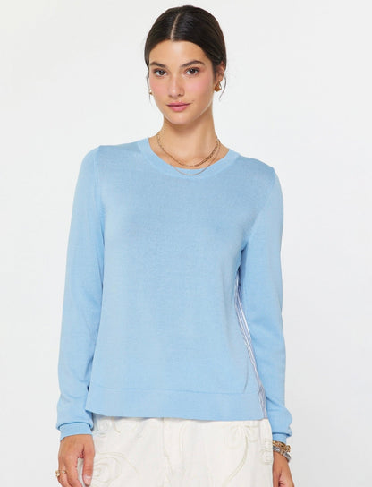 Current Air Mixed Media Knit & Pleated Back Top