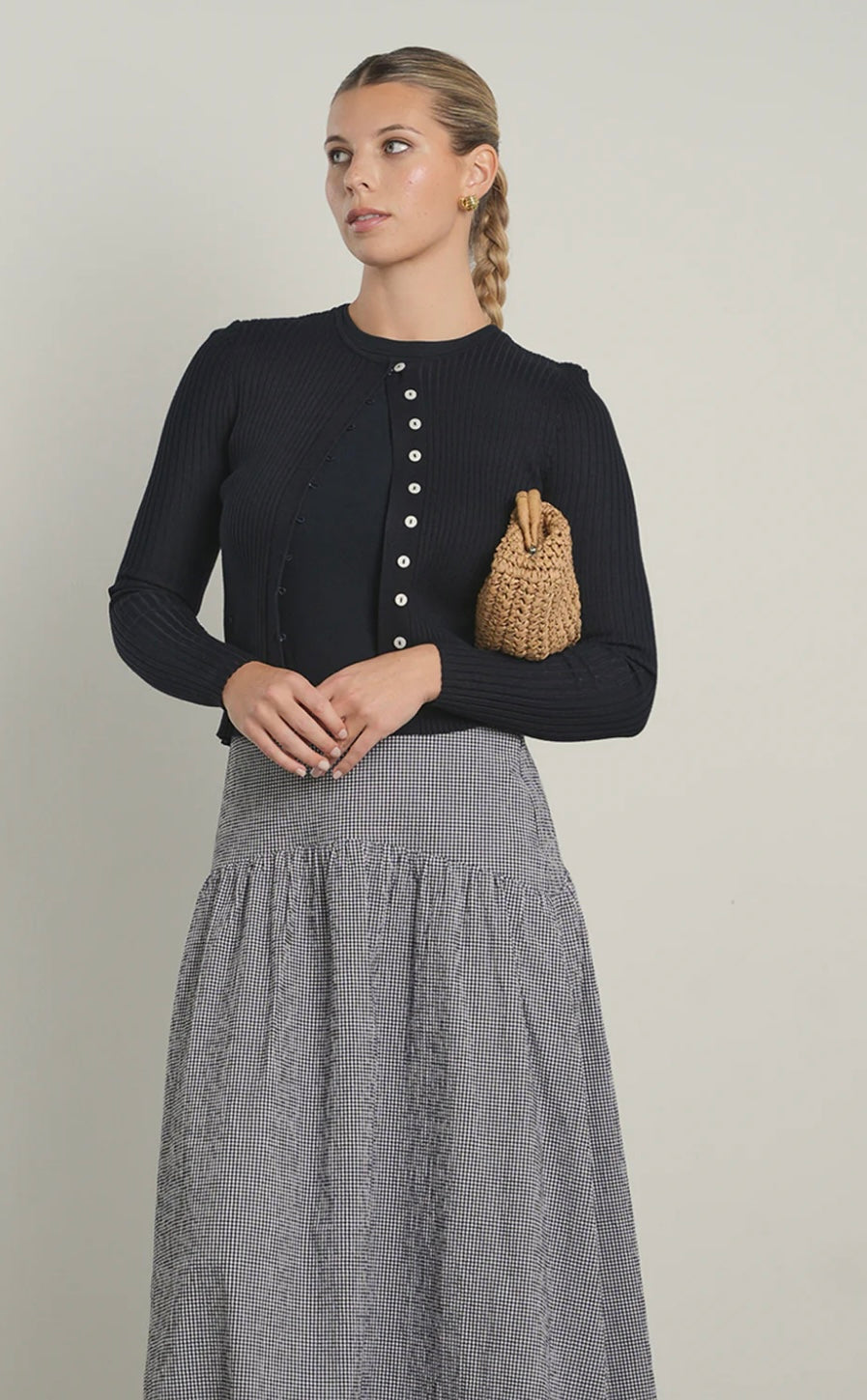 Point Ribbed Knit Cardi S262294